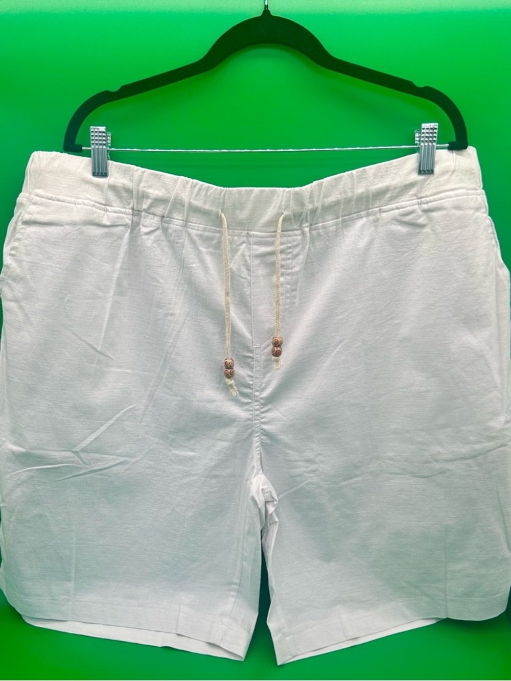 Men's White Linen/Cotton Drawstring Shorts 3X
